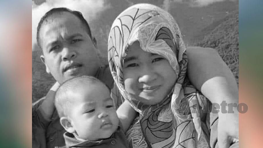 NURUL Huda bersama suami, Abdul Hakim Hashim, 32, dan anak, Adib Aidan maut dalam kemalangan di KM 74, Jalan Ipoh-Gerik. FOTO ihsan keluarga