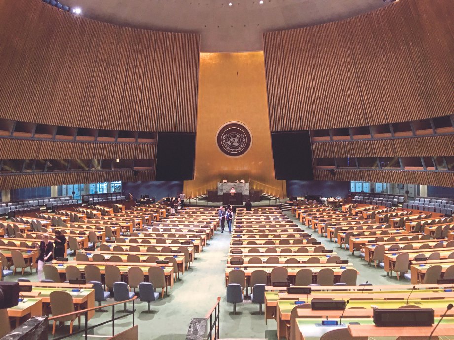SEBUAH dewan di dalam ibu pejabat PBB di New York yang menjadi lokasi ucaptama pemimpin dunia.