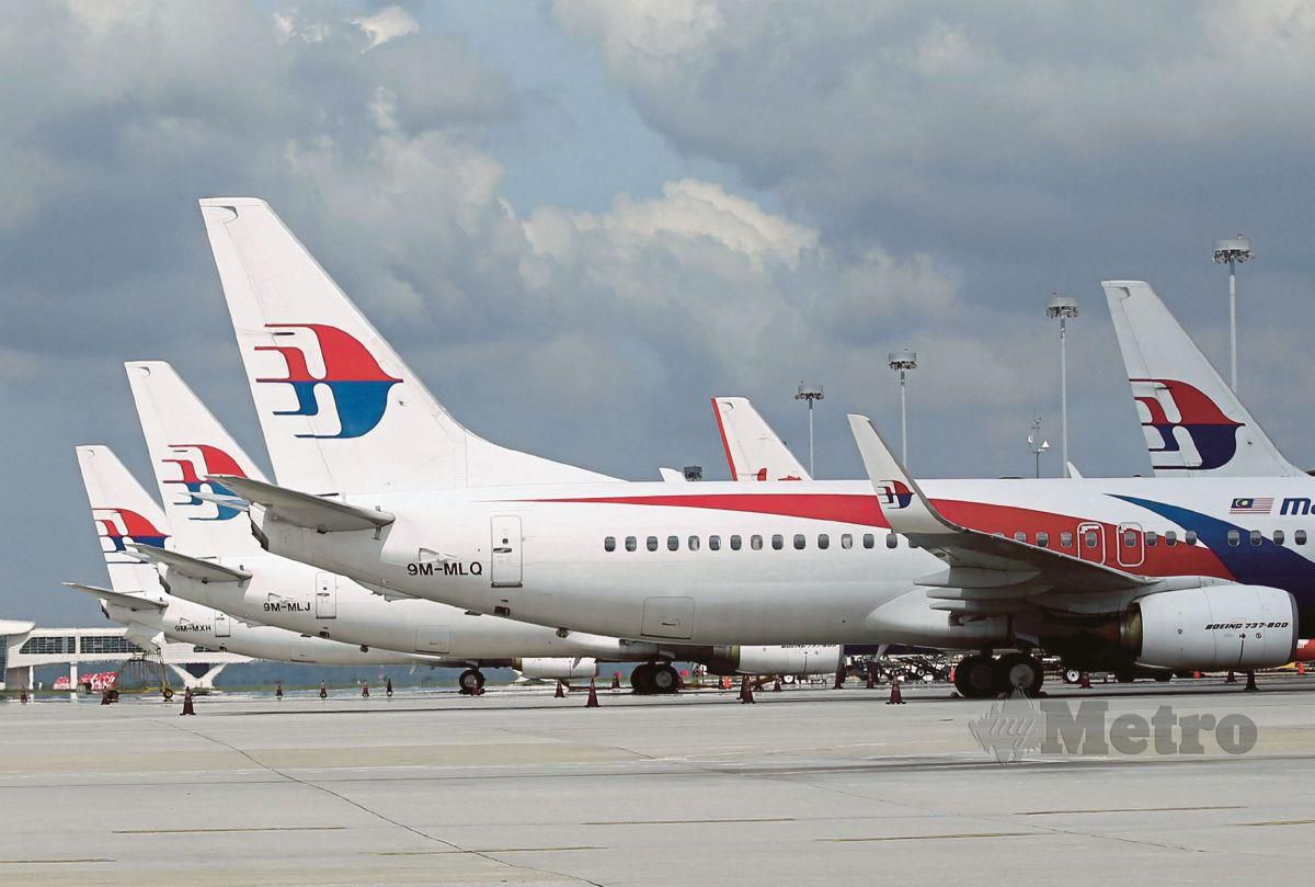 PESAWAT Malaysia Airlines di Lapangan Terbang Antarabangsa Kuala Lumpur (KLIA). FOTO arkib NSTP