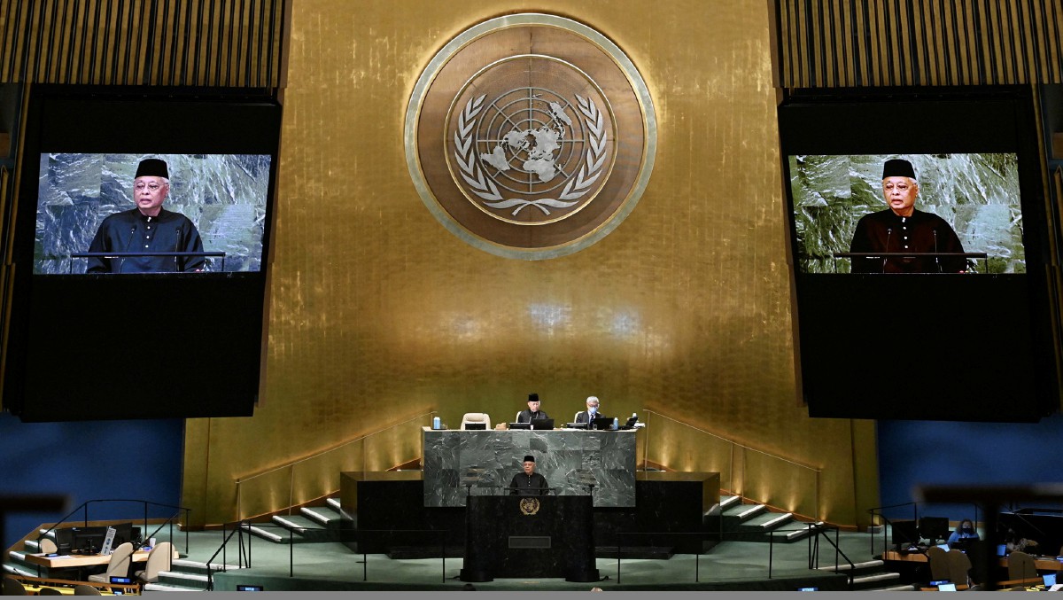 ISMAIL SABRI  menyampaikan ucapan pada Debat Umum sempena Perhimpunan Agung Pertubuhan Bangsa-Bangsa Bersatu Sesi Ke-77. FOTO Bernama