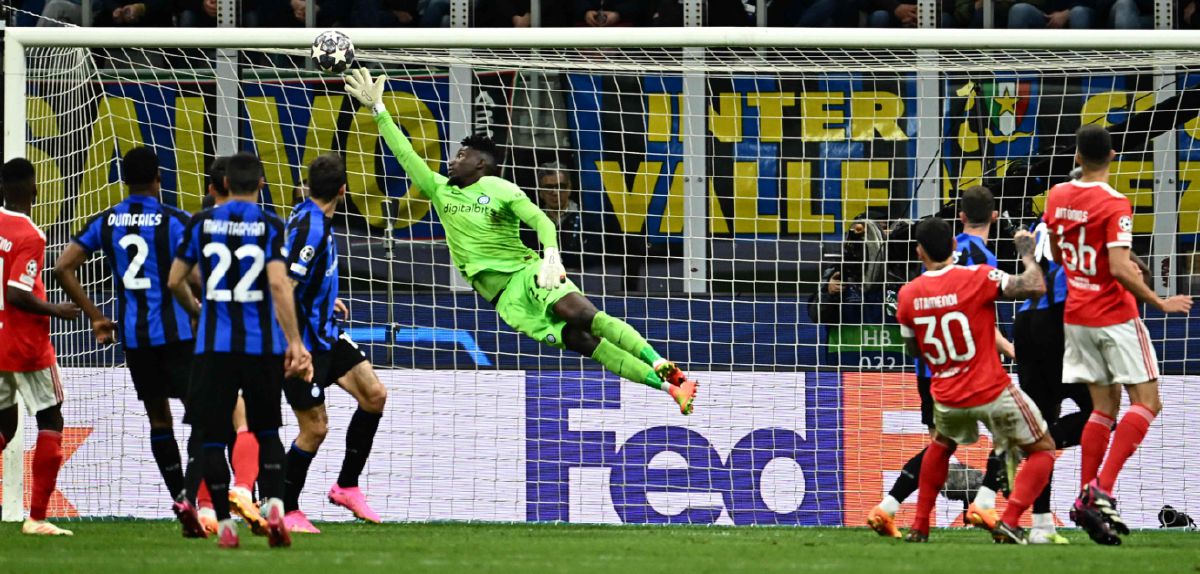 AKSI Onana ketika Inter Milan menentang Benfica. FOTO AFP