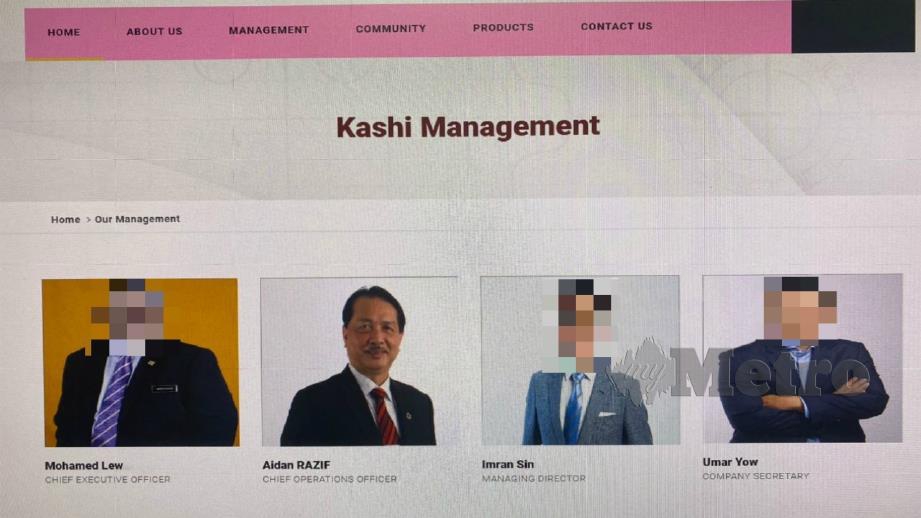 Senarai anggota pengurusan Syarikat Kashi Mining yang menggunakan gambar Dr Noor Hisham.