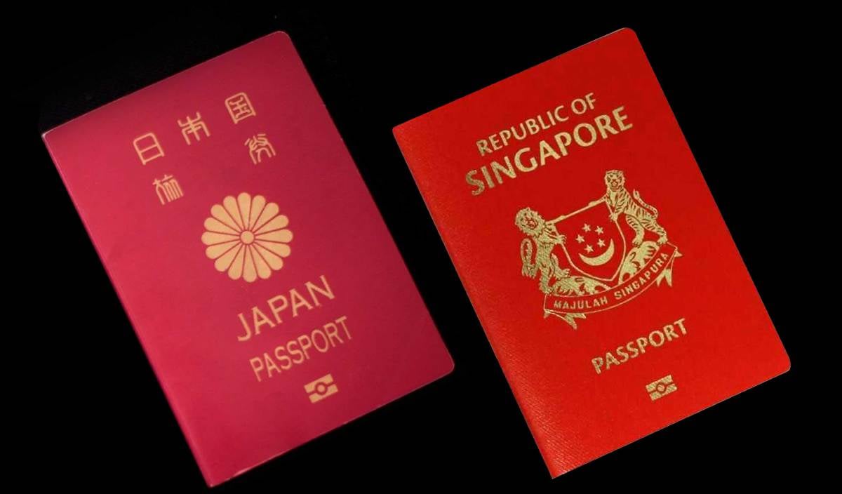 PASPORT Jepun dan Singapura berada pada tangga pertama apabila pemegangnya dapat melakukan perjalanan tanpa visa ke 192 destinasi. FOTO AFP & ICA