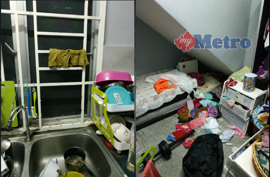 TINGKAP geriji di bahagian dapur rumah Pengerusi Green Project Malaysia, Mohd Asri Abdul Khalek, 45, diumpil penjenayah yang memecah masuk rumahnya di Taman Permata, Ampang, di sini, malam tadi. FOTO Insan Mangsa.