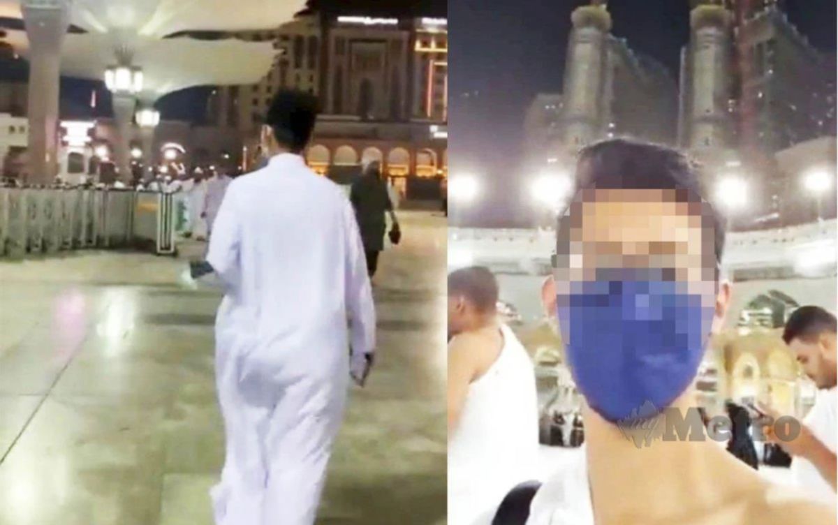 FOTO tular membabitkan seorang pengkid memakai ihram ketika berada di Makkah. FOTO tular