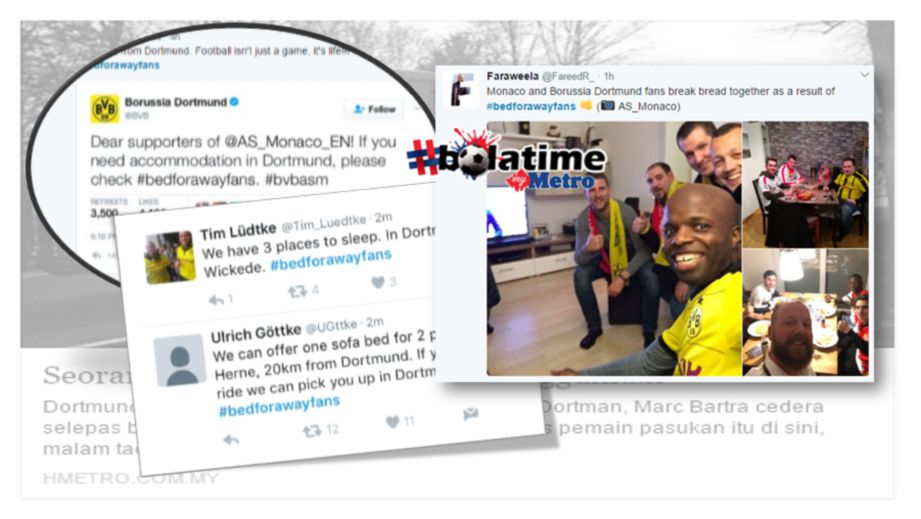 Antara pelawaan penyokong Dortmund di laman Twitter. Sumber Twitter