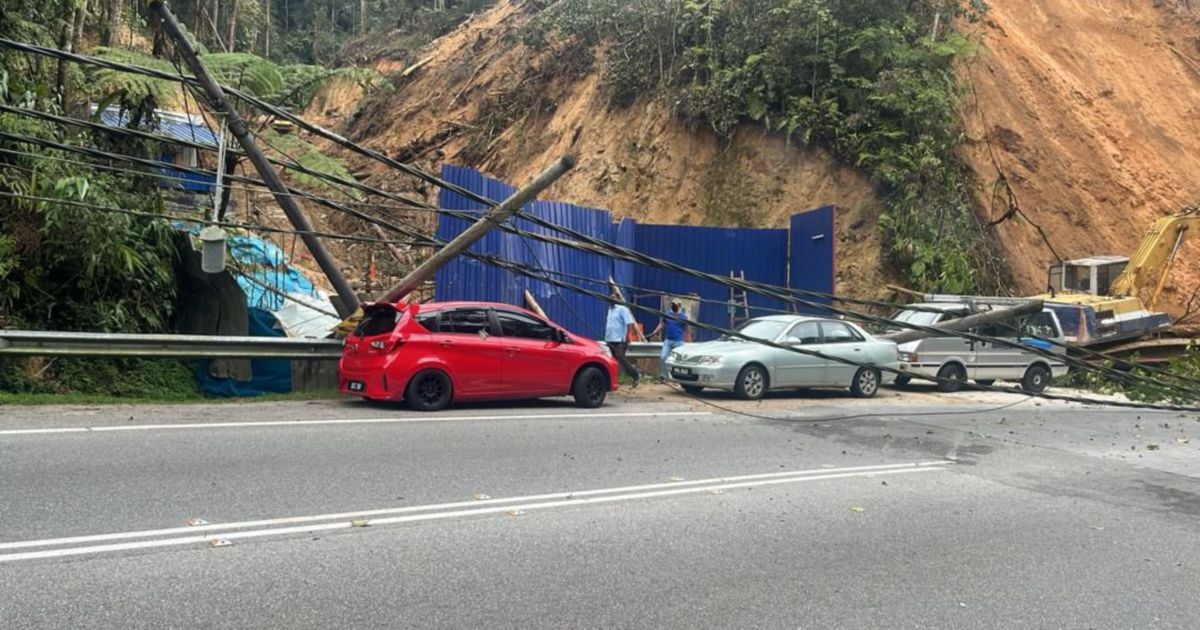 Tanah runtuh di Jalan Gunung Brinchang, sebahagian laluan terhalang