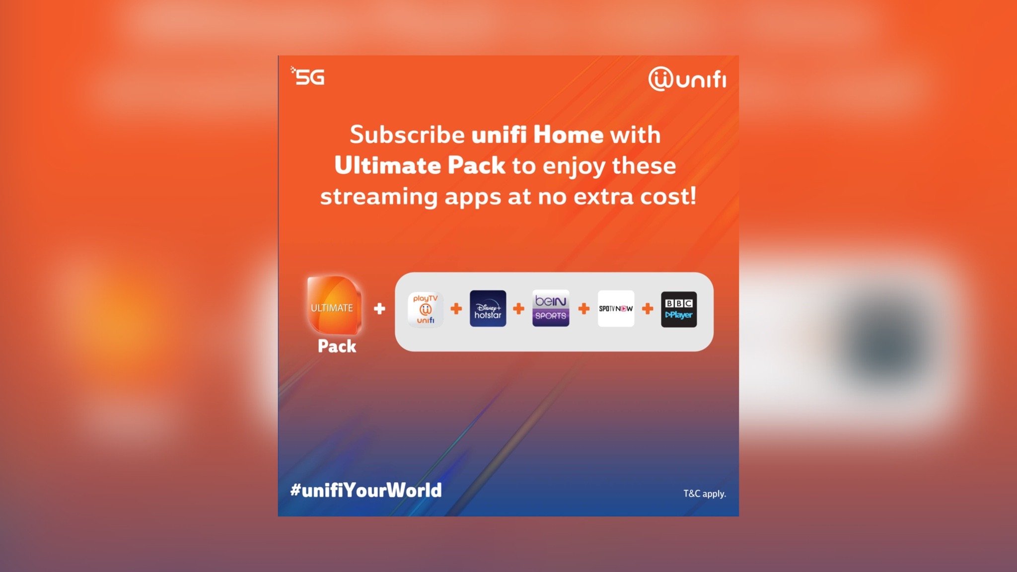 Pelanggan unifi TV Ultimate Pack kini boleh menikmati lima aplikasi penstriman popular tanpa caj tambahan. - FOTO TM