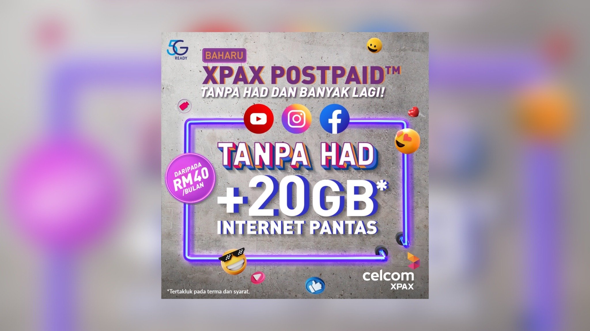 Pelan pascabayar XPAX POSTPAID menawarkan nilai tanpa had buat pengguna. - FOTO Celcom