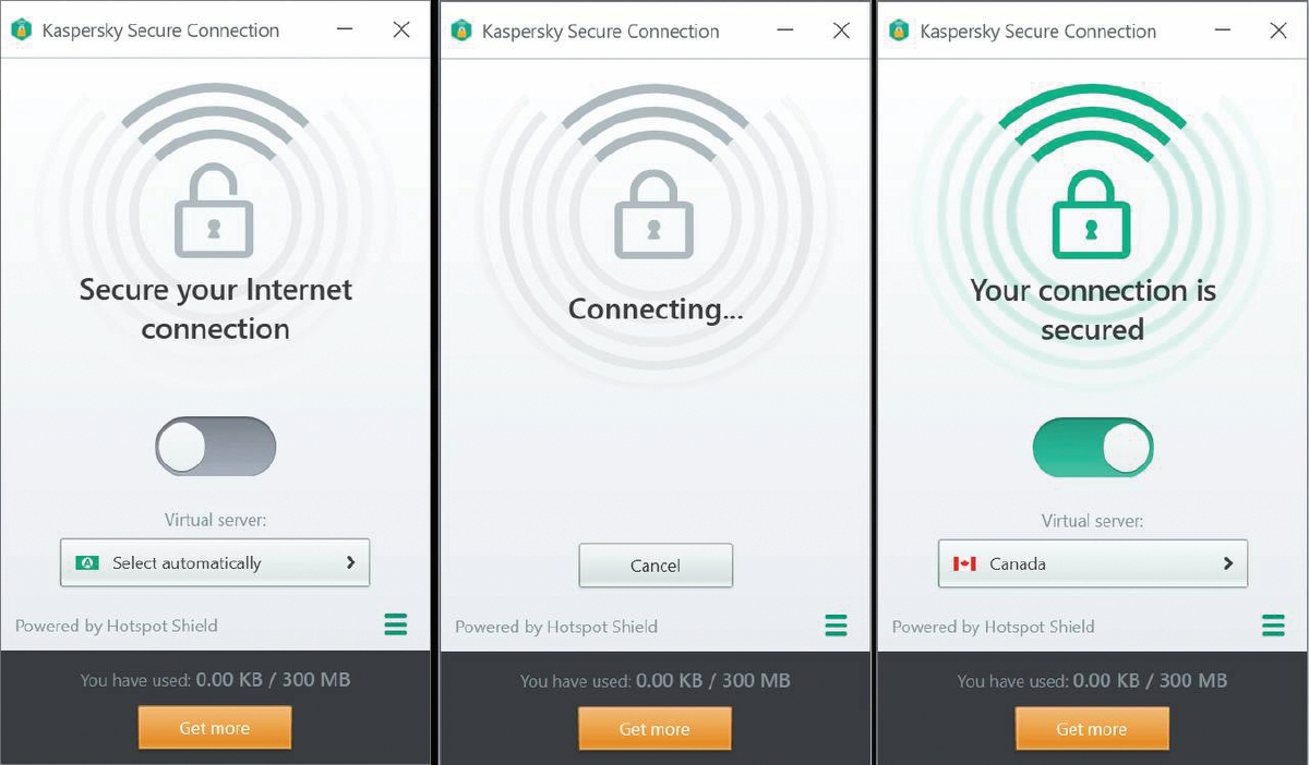 KASPERSKY Secure Connection tawar tahap keselamatan dengan data terkod bertaraf ketenteraan.