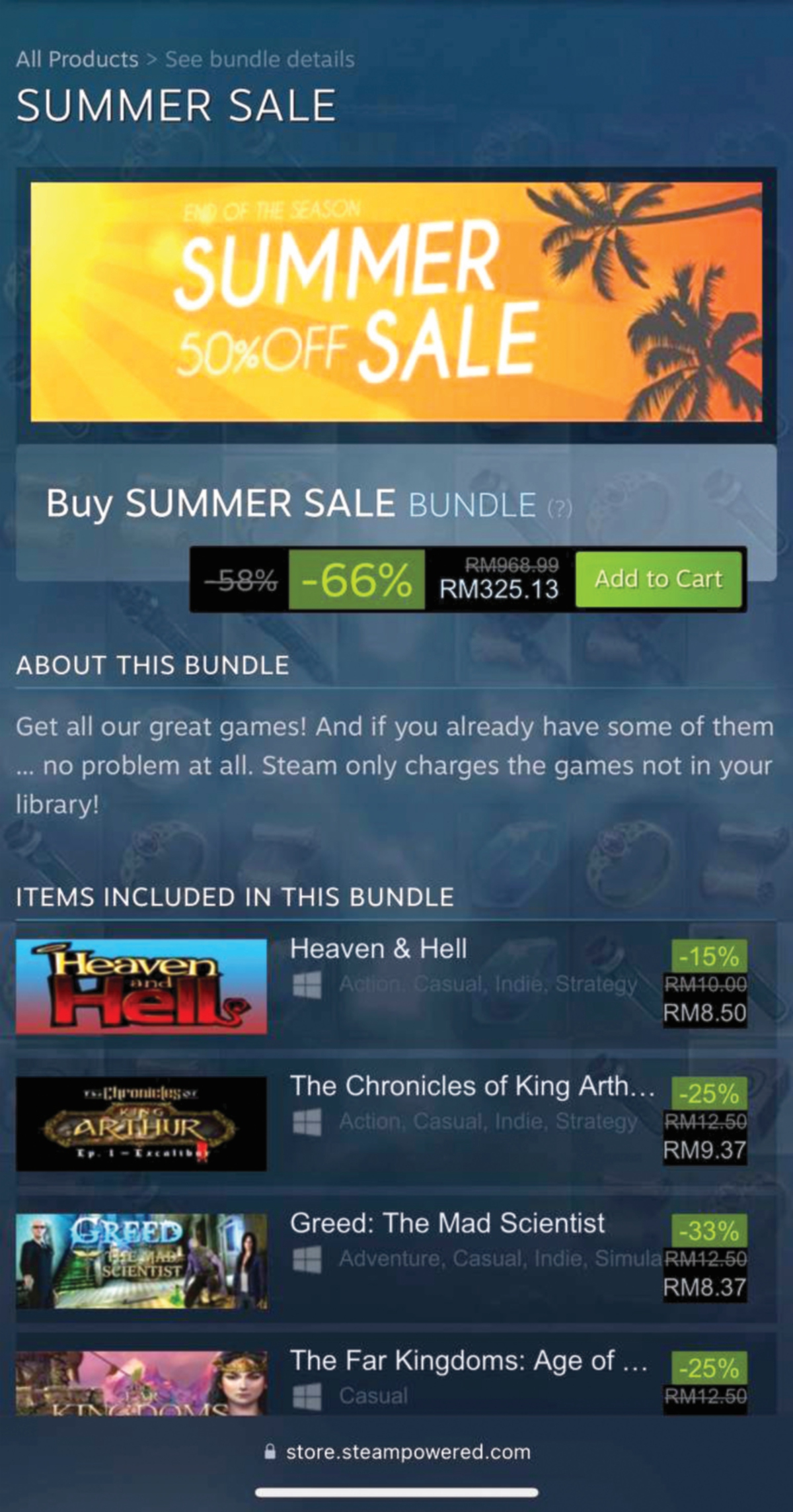 PLATFORM Steam melancarkan penjualan musim panas sehingga 9 Julai ini untuk hampir semua judul permainan.