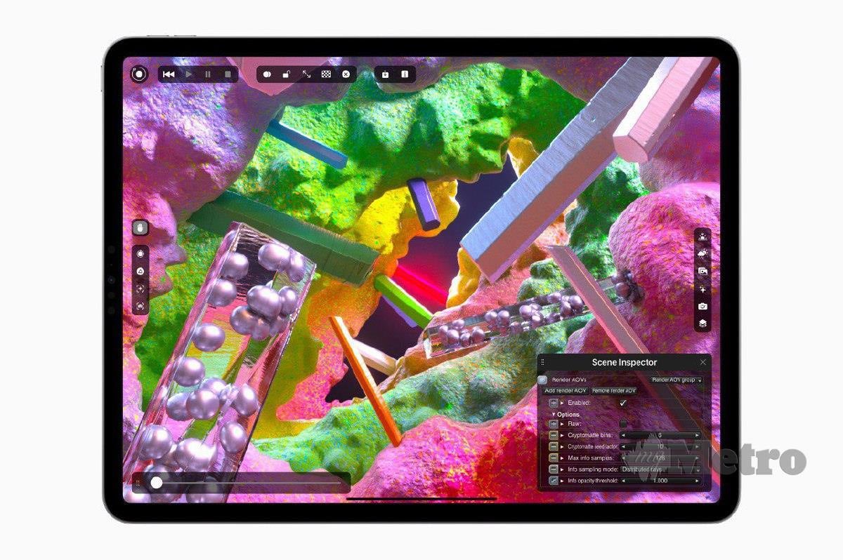 TUGASAN kompleks boleh dilaksanakan dengan iPad Pro tanpa masalah termasuk menyeragaman warna resolusi tinggi.