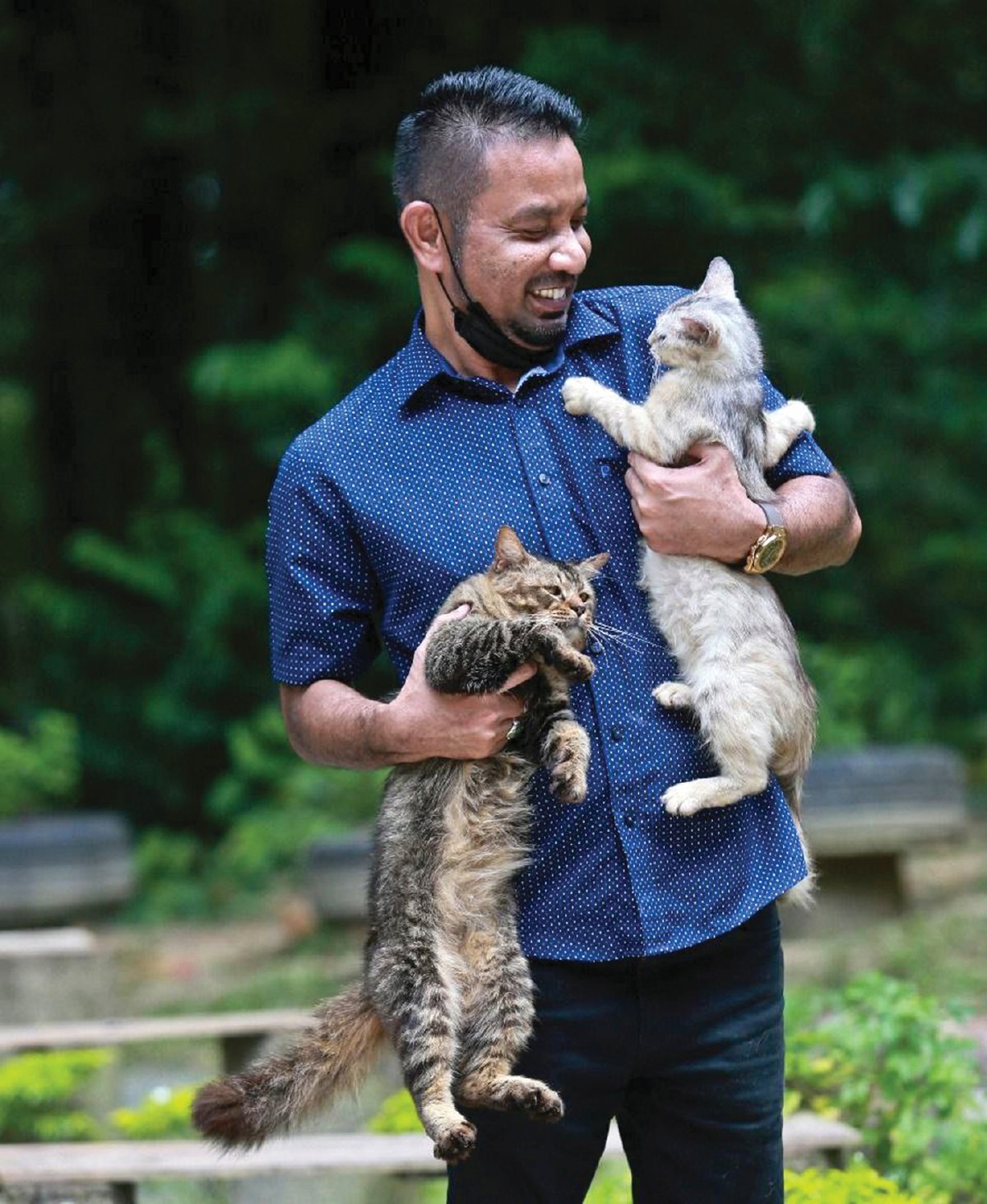 LIZAN bersama kucing jalanan yang ditempatkan di Taman Kucing Dungun.