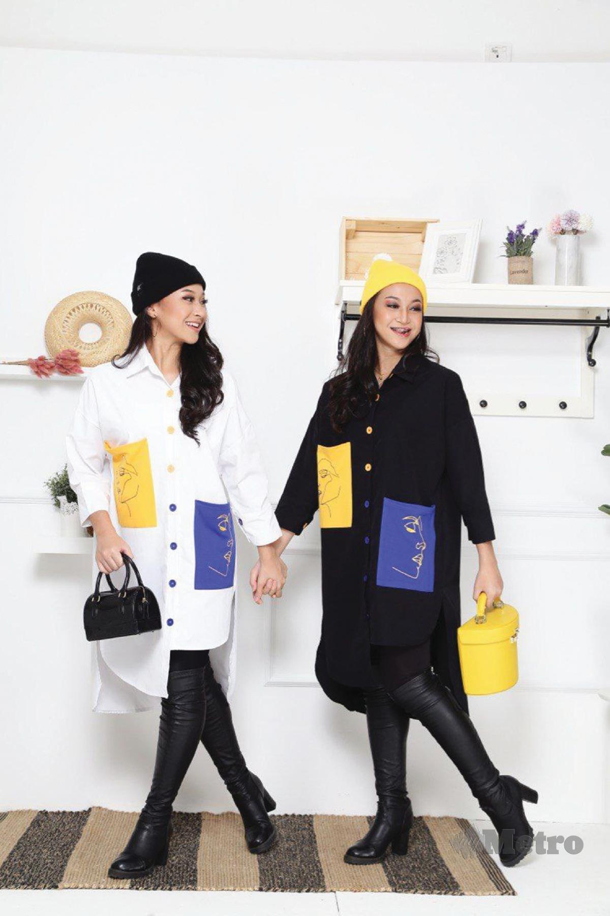 PASANGAN kembar yang juga siswi UiTM, Aina dan Aini mengusahakan label fesyen dalam talian. 