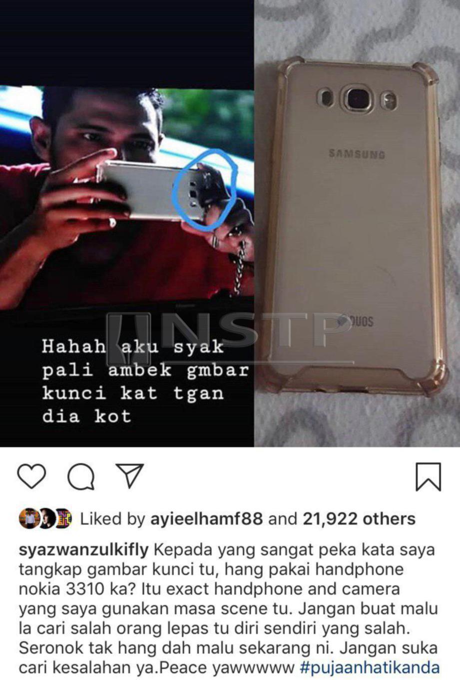 PAPARAN kenyataan Syazwan yang dikatakan 'berang' dengan teguran netizen. FOTO Instagram Syazwan Zulkifly