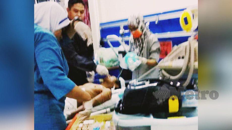 SEORANG penghuni Pondok Penyayang Raudah yang cedera dirawat di Hospital Orang Asli Gombak. FOTO Ihsan Pembaca