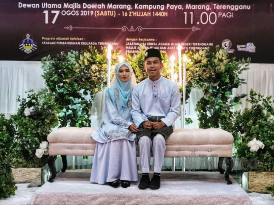 MUHAMAD Firdaus ketika majlis perkahwinan bersama Siti Fatimah pada 17 Ogos lalu. FOTO Ihsan Muhamad Firdaus Ibrahim