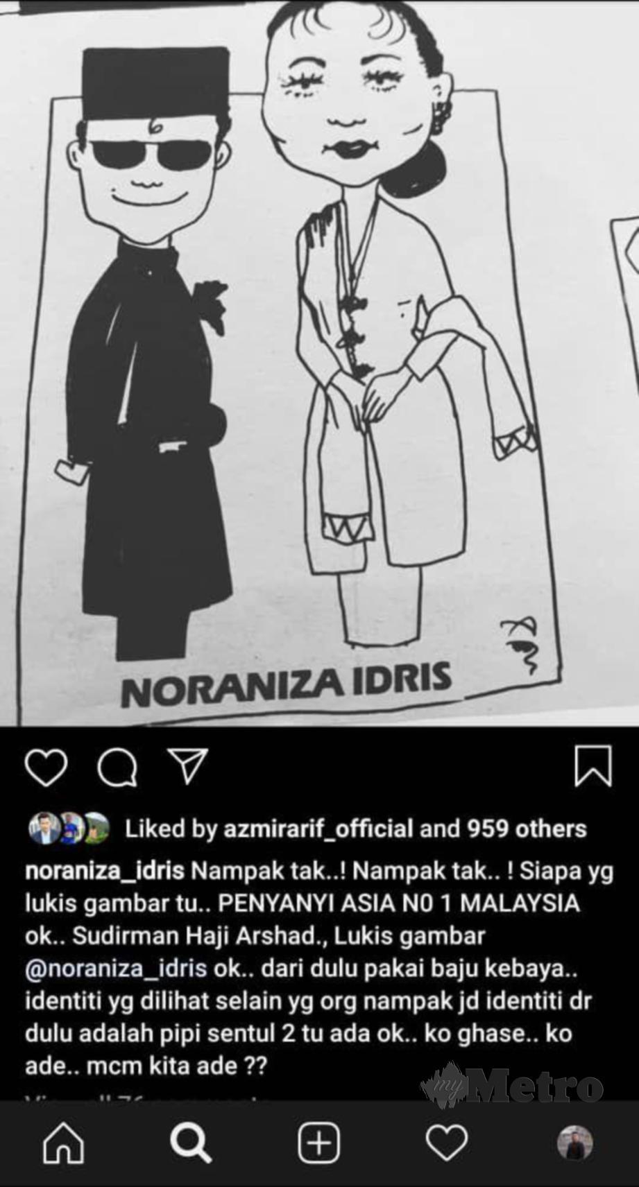 GAMBAR yang dimuatnaik Noraniza di Instagram sehingga mencetuskan perbalahan dalam kalangan peminat Datuk Seri Siti Nurhaliza. FOTO Instagram