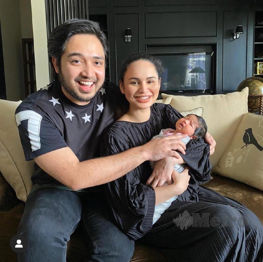 Izara dan Adib bersama bayi mereka. FOTO Instagram