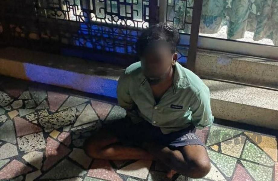 Lelaki warga asing berusia 30 tahun ditahan polis selepas membunuh rakan senegara di sebuah pusat jagaan orang tua di Petaling Jaya. FOTO Ihsan PDRM