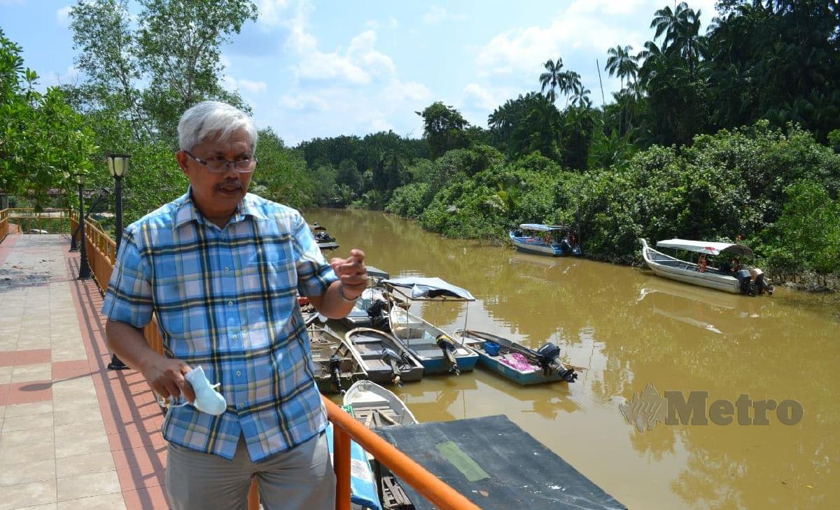 Dr Ahmad Ismail berdiri di tebing Sungai Timun yang mungkin akan menerima kesan sekiranya projek KLIP di Kuala Linggi, Melaka dilaksanakan. FOTO MOHD AMIN JALIL