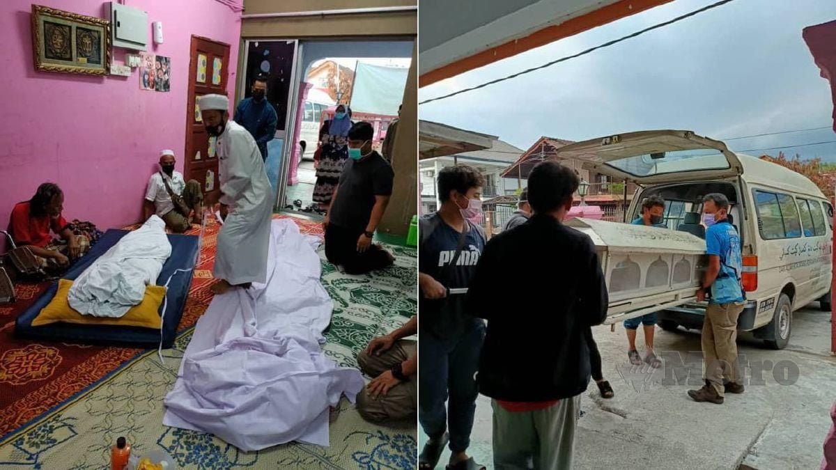 STAF Pusat Jagaan Orang Tua Selangor Relief Agency menguruskan jenazah pelakon veteran, Allahyarham Samsudin. FOTO Ihsan Sharil Hussein