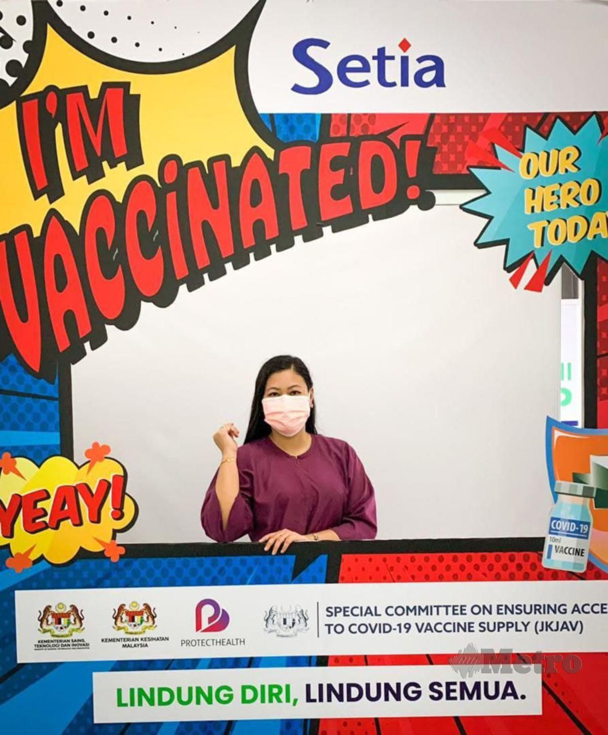 ROSELA hadir janji temu suntikan vaksin di PPV SCCC, Shah Alam. FOTO Ihsan Rosela Ismail 
