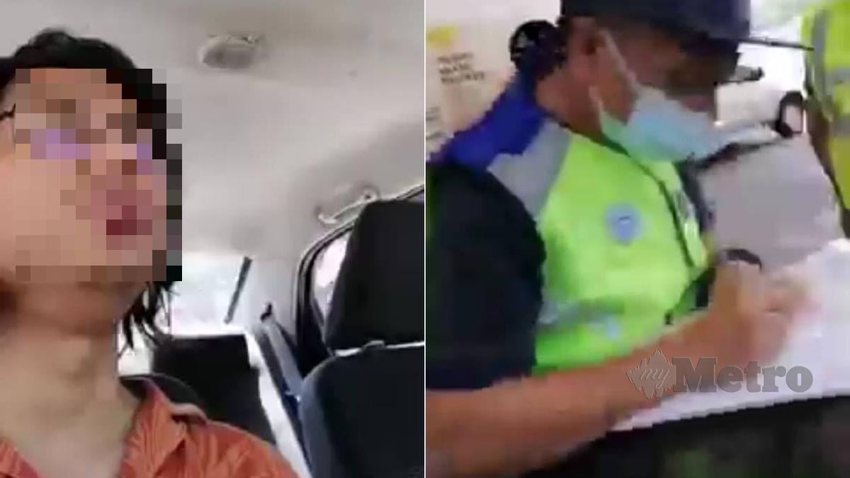 LELAKI yang merakam video tidak berpuas hati dikompaun polis kerana tidak memakai pelitup muka sudah ditahan polis. FOTO tangkap layar video tular 