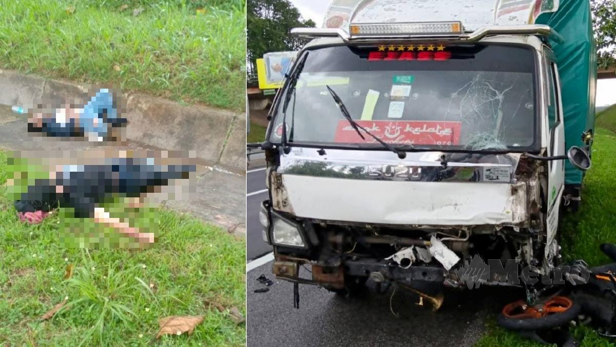 RAKAMAN gambar kemalangan yang mengakibatkan dua maut Kilometer 92.8 Plus Arah Selatan. FOTO tular 