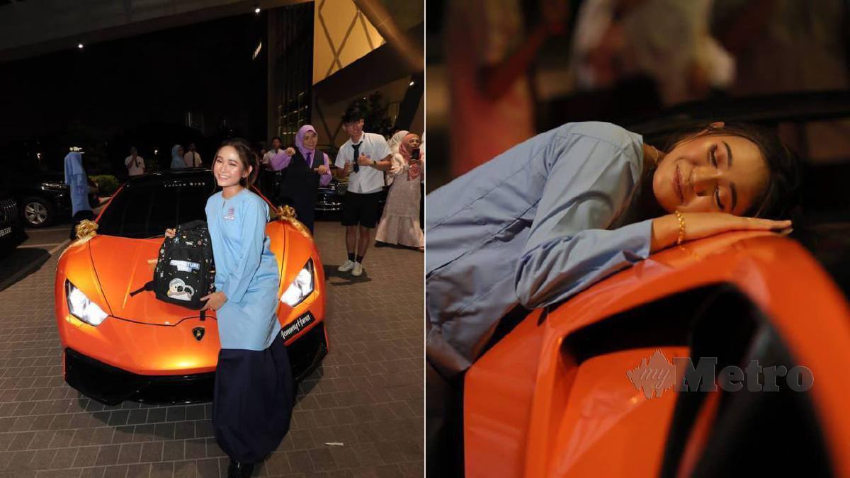 SITI Jamumall meneria hadiah kereta mewah Lamborghini Huracán. FOTO Ihsan Siti Jamumall 