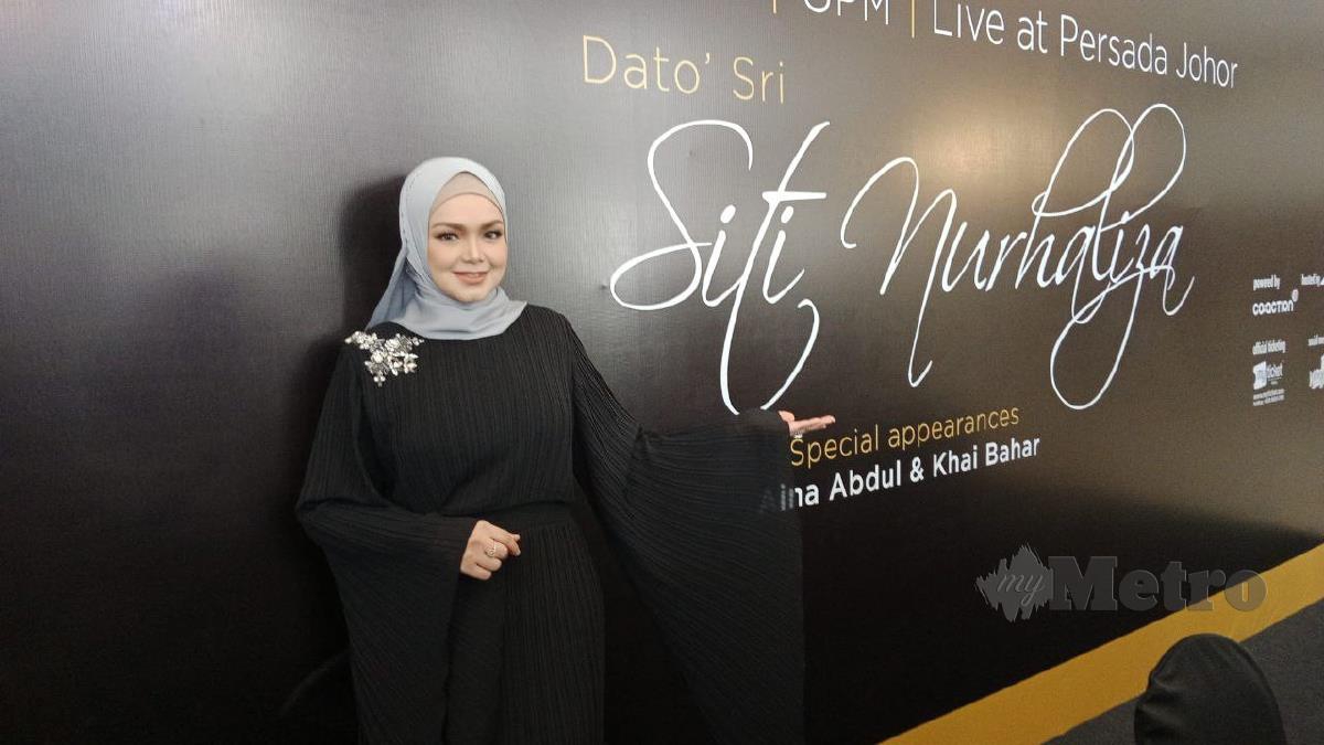 Siti Nurhaliza ketika sidang media 'A Night To Remember' Bersama Datuk Seri Siti Nurhaliza di Pusat Konvensyen Antarabangsa Persada Johor di sini, hari ini. FOTO IZZ LAILY HUSSEIN