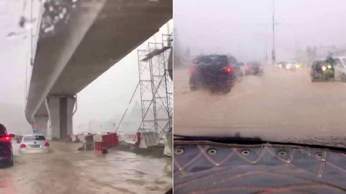 RAKAMAN gambar tular di media sosial memperlihatkan kawasan yang terjejas banjir kilat di Kota Kinabalu.  FOTO tular