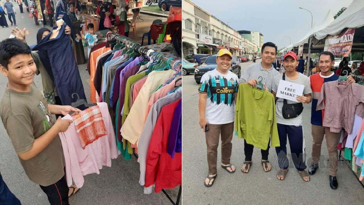 PENGUNJUNG bazar Ramadan memilih baju raya yang diagihkan percuma. FOTO Ihsan Muhamad Mufarizam Yahir