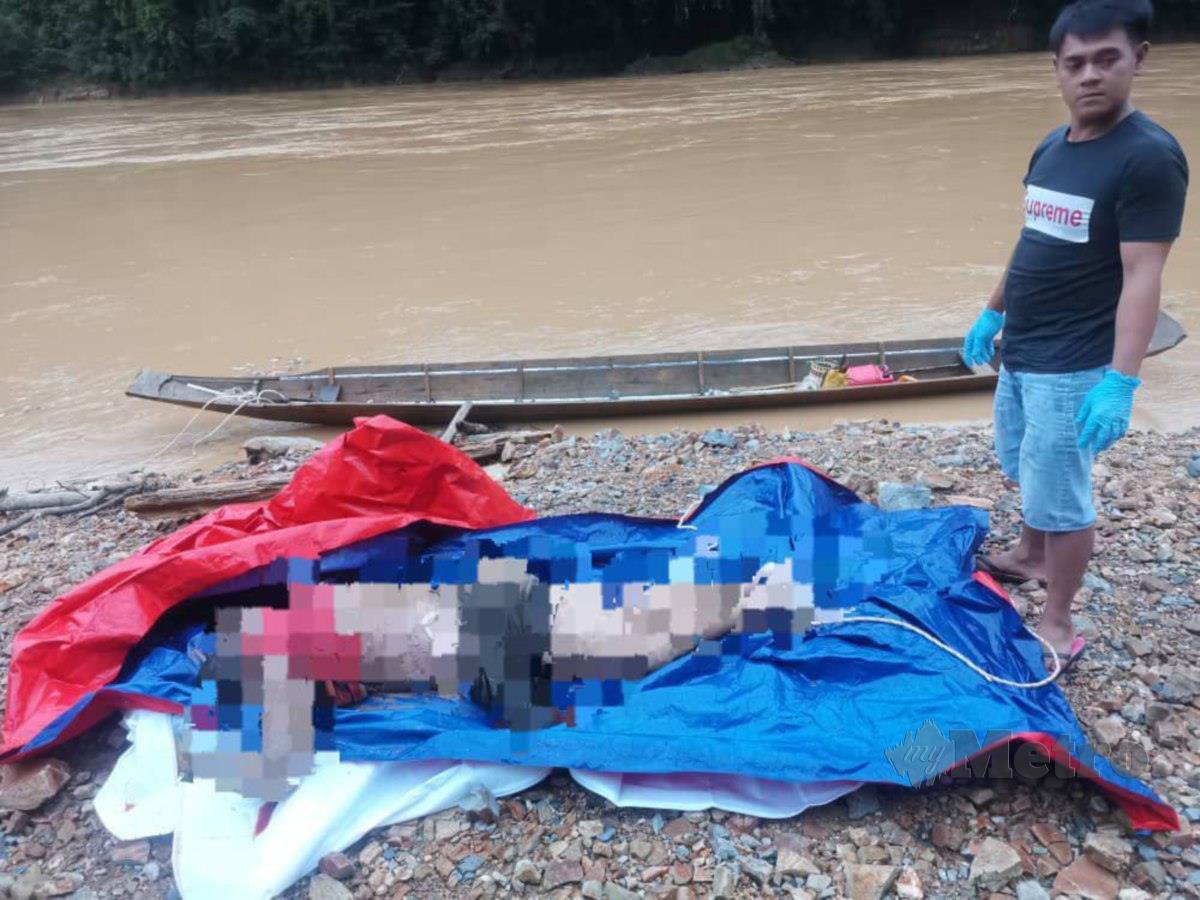 MAYAT mangsa perahu karam di Sungai Putai, Kapit ditemukan petang semalam. FOTO Ihsan JBPM