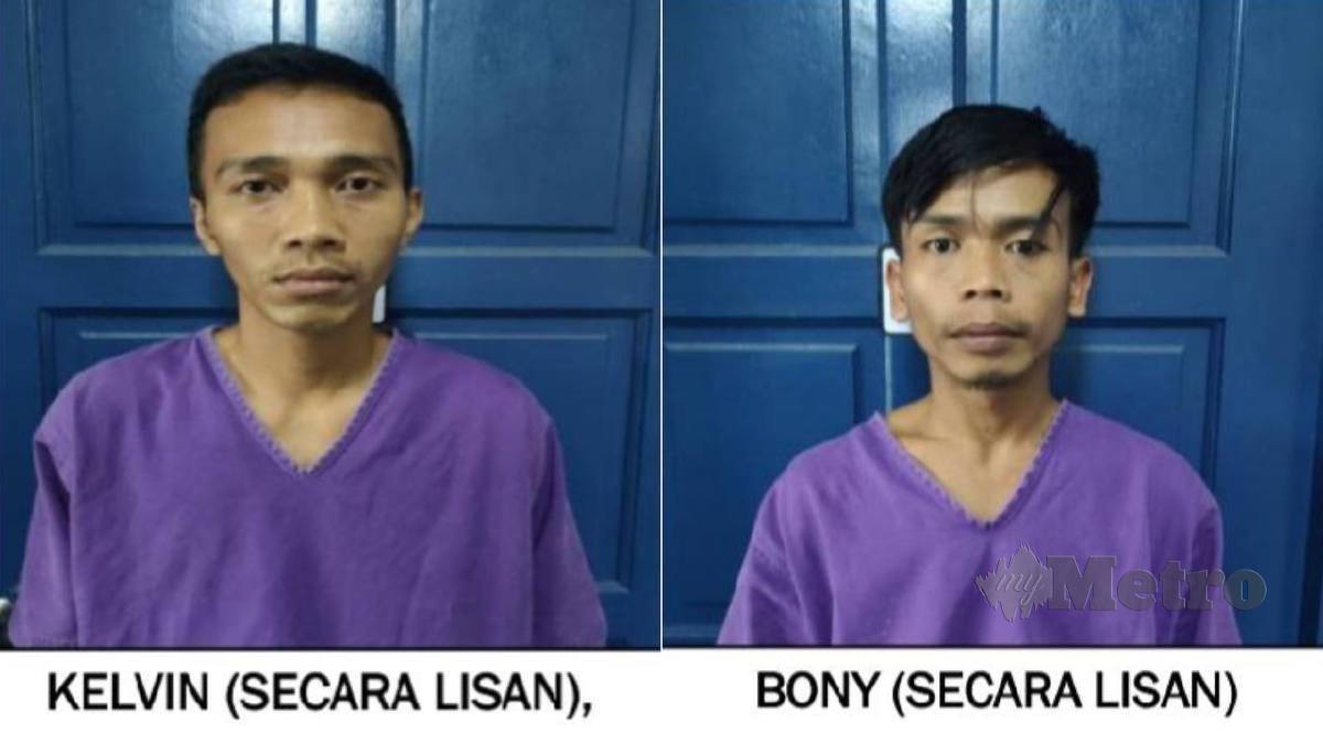 DUA tahanan warga Indonesia, Kelvin dan Bony  yang melarikan diri dari lokap Balai Polis Tapah. FOTO Ihsan Polis 
