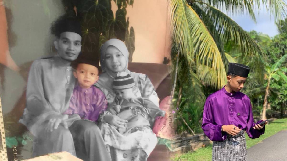 GAMBAR (kiri) kenangan Faiz ketika kanak-kanak bersama keluarganya. FOTO Ihsan Muhammad Faiz Qudry Ridzuan