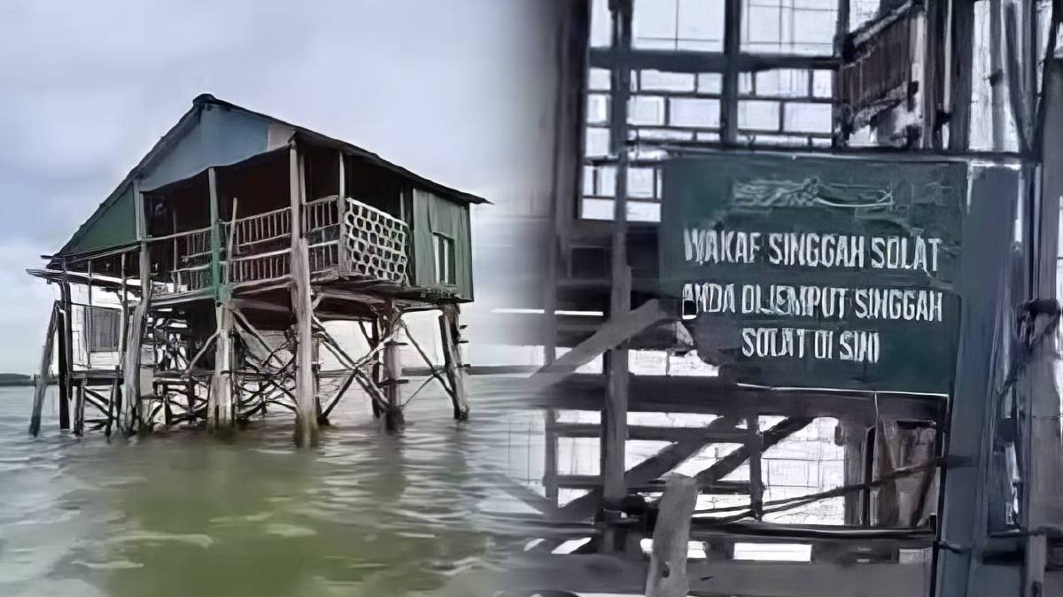 TANGKAP layar video tular memaparkan sebuah suaru dibina di tengah lautan. FOTO Tular 