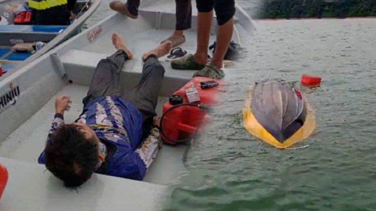 LELAKI yang ditemukan selamat manakala rakannya hilang selepas terjatuh dari bot di Empangan Tasik Pedu. FOTO Ihsan Pembaca