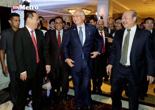 Najib tiba di Majlis Menandatangani Perjanjian Pemegang Saham dan Memoradum Persefahaman (MoU) oleh Bandar Malaysia Sdn Bhd, hari ini. FOTO Aizuddin Saad