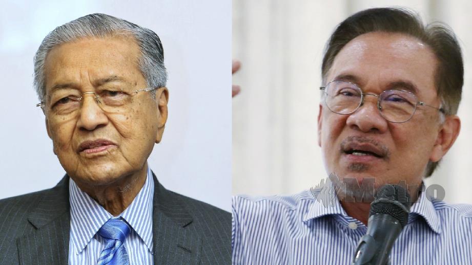 Mesyuarat Majlis Presiden PH pada 21 Februari ini akan putuskan peralihan kuasa antara Dr Mahathir (kiri) dan Anwar. Foto NSTP