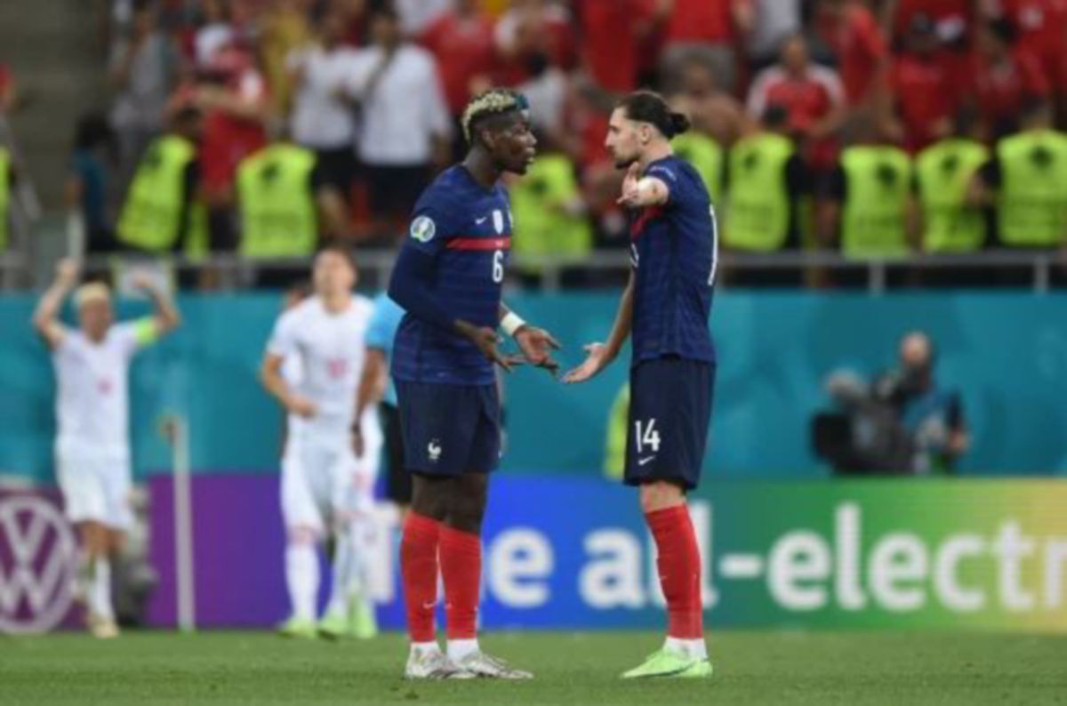 BERLAKU ketegangan ketika perlawanan Perancis menentang Switzerland yang menyaksikan Perancis terkeluar daripada saingan Euro 2020. FOTO Agensi