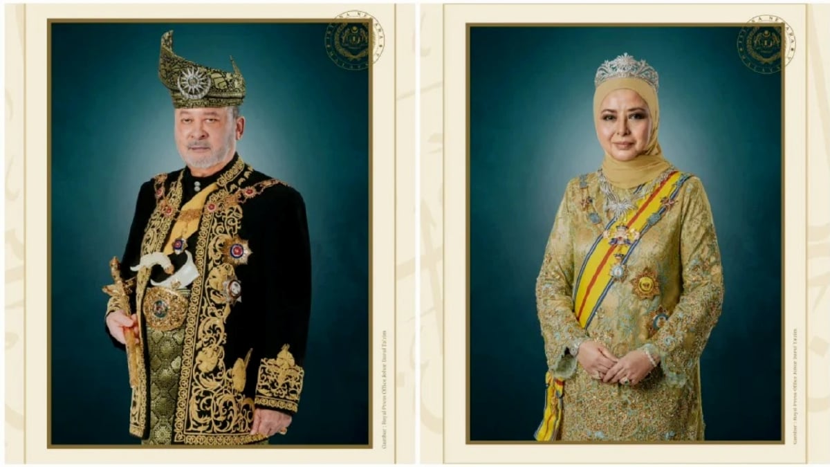 ISTANA Negara mempersembahkan potret Yang di-Pertuan Agong Sultan Ibrahim dan Raja Permaisuri Agong Raja Zarith Sofiah. FOTO Ihsan FB Sultan Ibrahim
