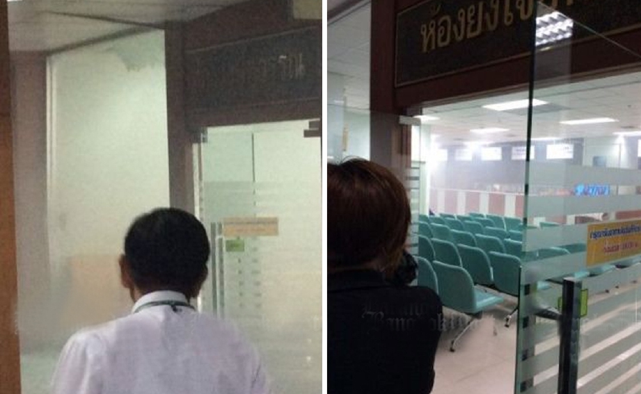 Lobi tempat pesakit mendaftar yang menjadi lokasi letupan. - Foto Bangkok Post