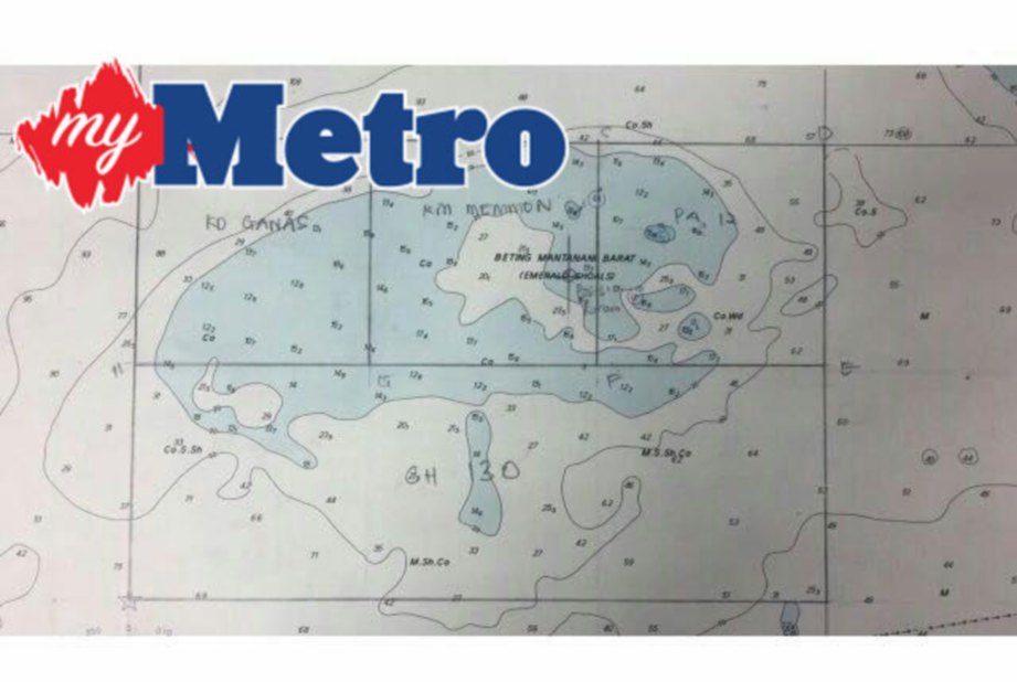  LOKASI pencarian bot kumpit karam kira-kira 17 batu nautika Barat Laut perairan Pulau Mantanani, Kota Belud. FOTO ihsan APMM