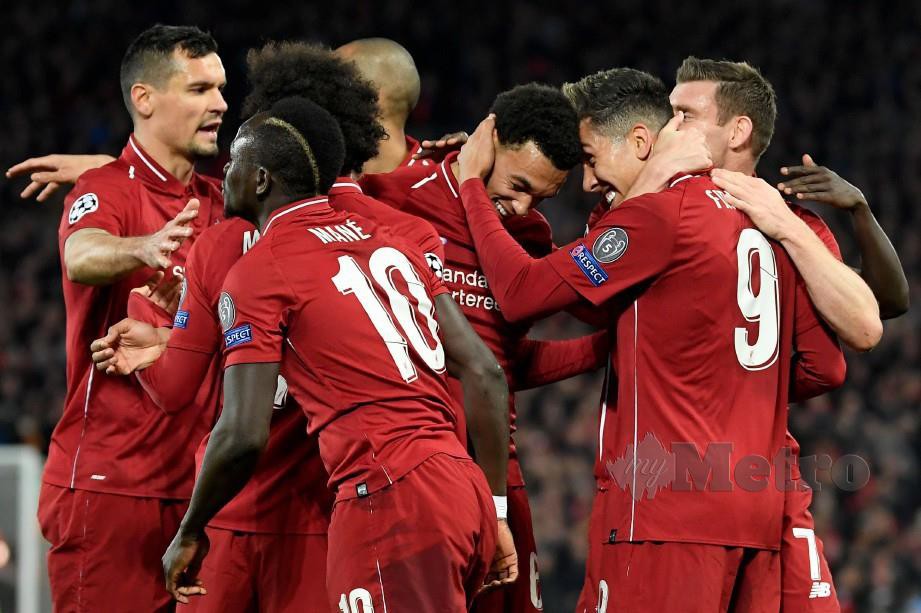 PEMAIN Liverpool perlu menang jika mahu julang gelaran liga. -Foto AFP