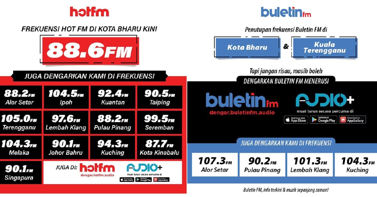 La fréquence du bulletin FM à Kelantan, Terengganu est fermée