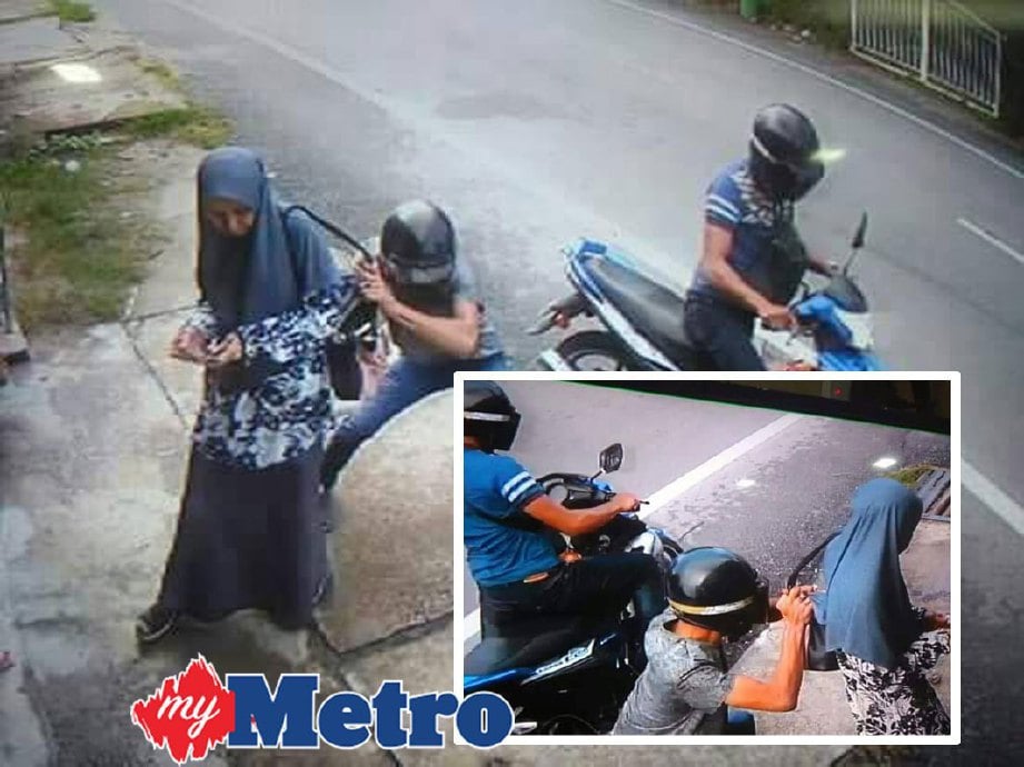 Petikan video kejadian ragut di Jalan Sri Cemerlang, Kota Bharu, petang semalam.