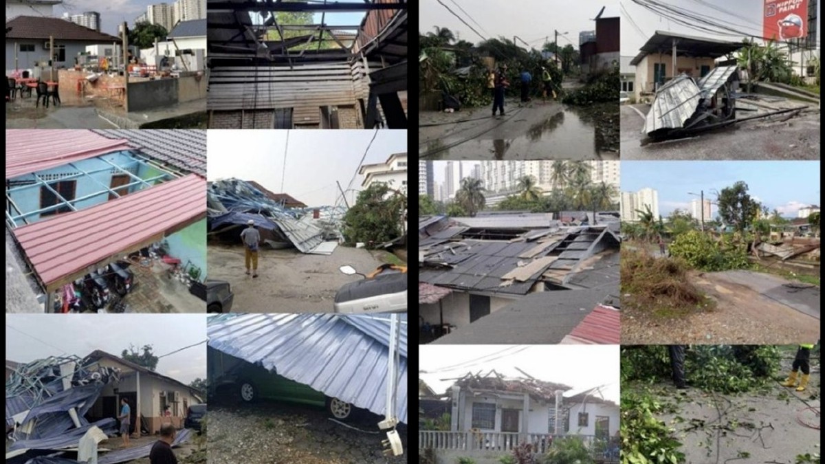 Keadaan rumah di Kampung Kebun Bunga dekat Shah Alam yang rosak selepas ribut dan hujan batu melanda petang semalam. Foto Bernama 