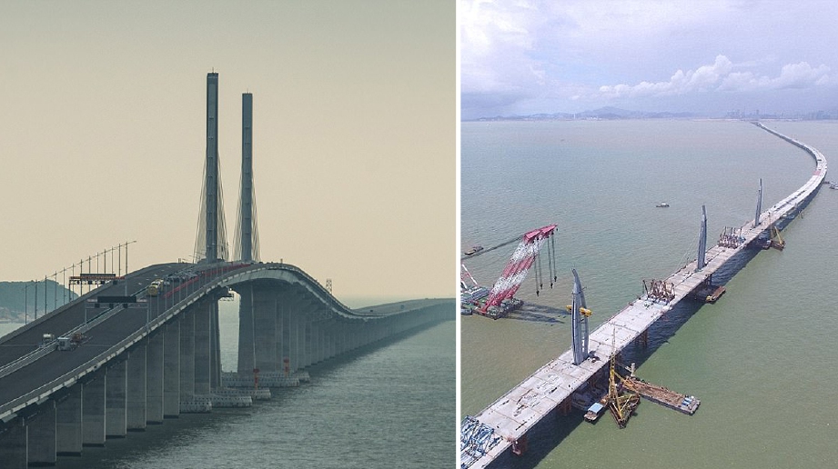 Jambatan ini memendekkan  perjalanan dari Hong Kong ke Zhuhai kepada 30 minit berbanding tiga jam sekarang. - Foto Daily Mail