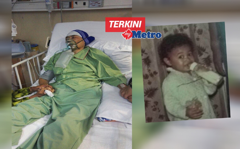 Siti Muhibbah terlantar di Hospital Sultan Ismail akibat kanser payudara tahap empat. (Gambar kanan) Siti Aminah semasa kecil. FOTO ihsan Mohd Salleh